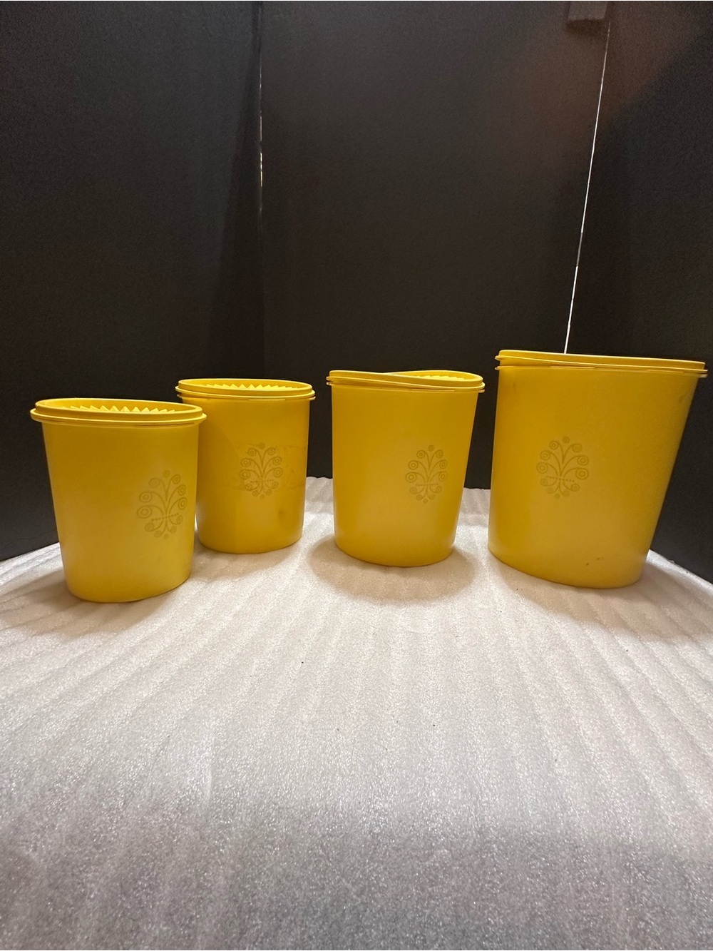 Tupperware Bright Yellow Plastic Canisters Set of 4